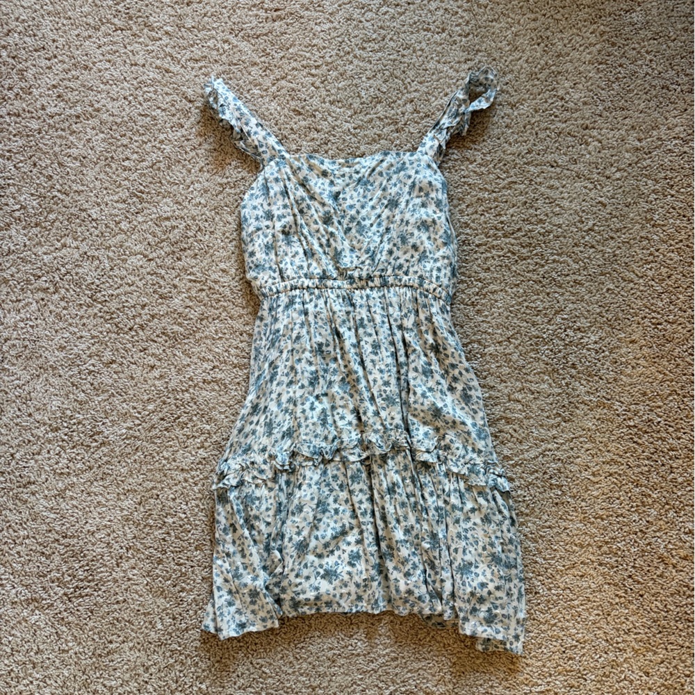 Altar'd State Floral Blue and Cream Dress